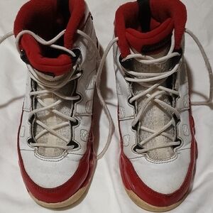 Jordan Red and White High-Top Sneakers 12C
